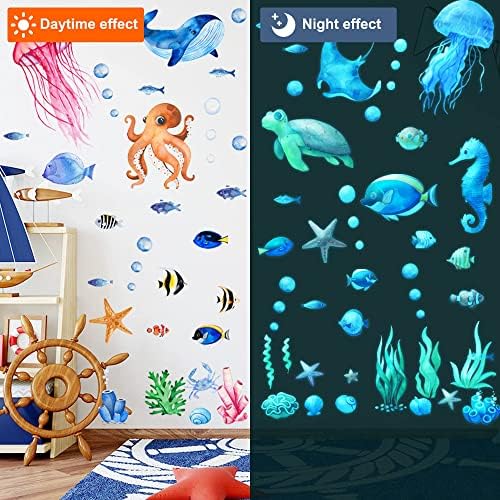 Glow in the Dark Ocean Fish Wall Decals for Kids