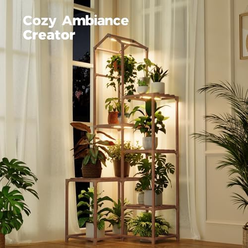 Bamworld Roof-Shaped Plant Stand with Grow Lights