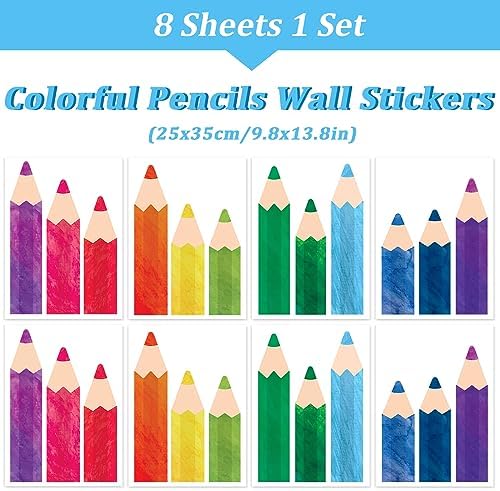 Whaline 8 Sheet Colorful Pencil Wall Decals