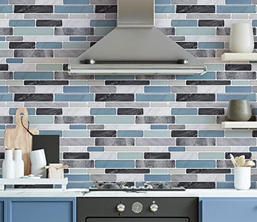 LONGKING Self-Adhesive Marble Tile Backsplash 10 Sheets