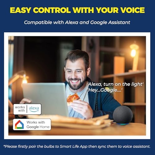 E12 Smart Led Bulbs 60W Equiv 500LM 6W RGBCW With Voice Control