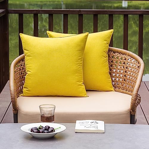 NiNi ALL Waterproof Throw Pillow Covers Set of 2 Yellow 16x16 inch