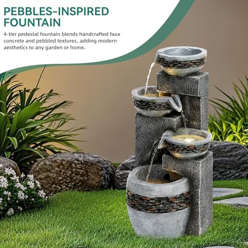 195 Inch 4 Tier Indoor Outdoor Fountain with Lights