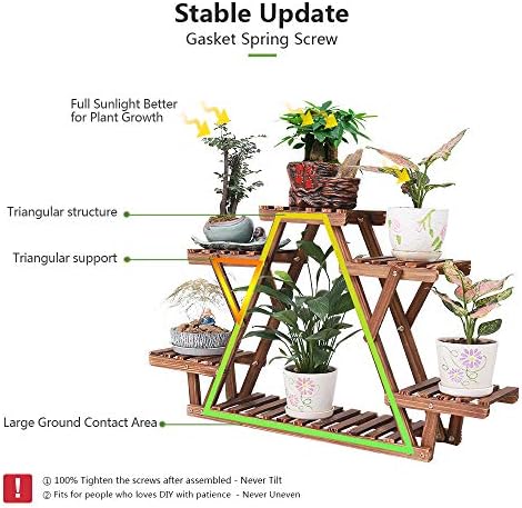 COOGOU 6 Tier Wood Plant Stand for Indoor Outdoor Use