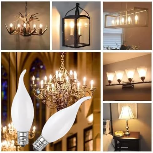 Frosted Flame Tip Chandelier Light Bulb 40W E12 6 Pack