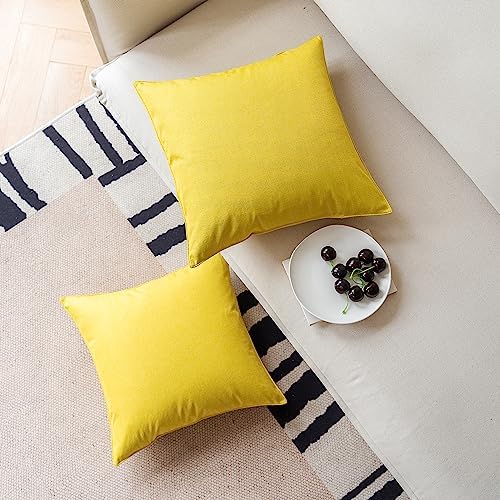 NiNi ALL Waterproof Throw Pillow Covers Set of 2 Yellow 16x16 inch