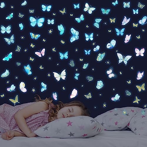Glow in the Dark Butterfly Wall Decals Set