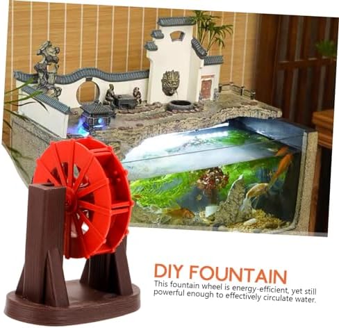 Cabilock Plastic Water Wheel Fountain Decor Red
