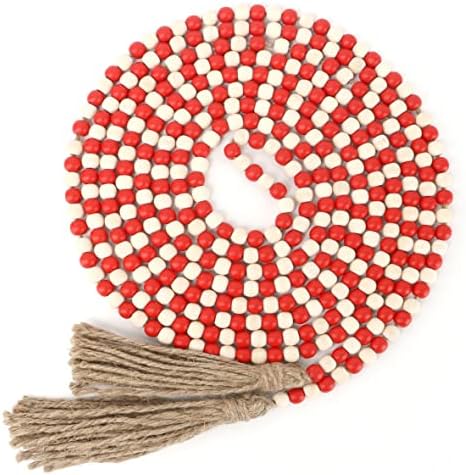 16 Feet Wood Beads Garland with Tassels