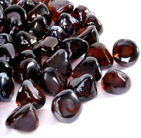 Amber Fire Pit Glass Rocks 20 Pounds 1 Inch Diamond Beads