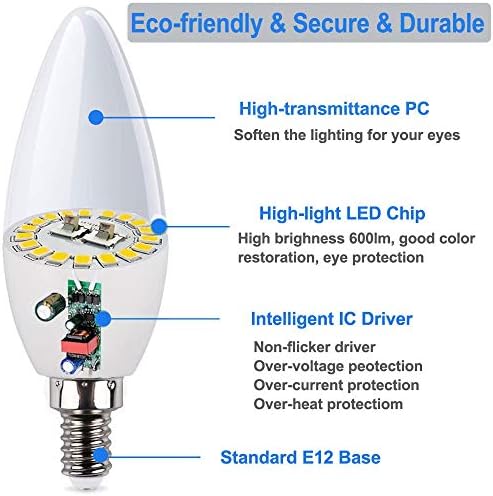 Vinaco E12 LED Bulb 2 Pack Warm White 3000K