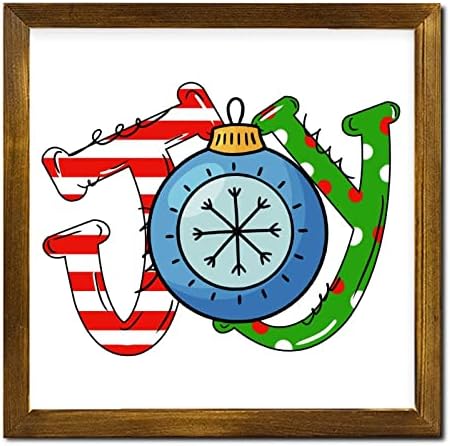 Christmas Joy Ball Framed Wooden Welcome Sign