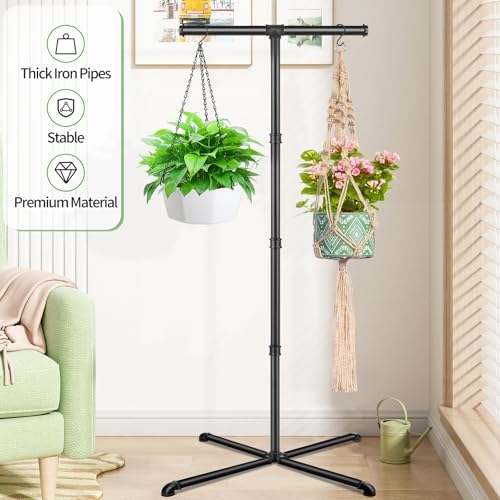 OugeWood Hanging Plant Stand with 4 Hooks Heavy Duty