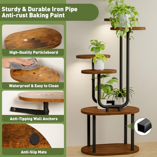 6 Tier Indoor Plant Stand with Grow Lights