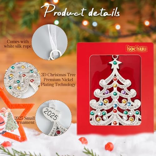 2025 Metal Ornament with Colorful Crystals and Engraving