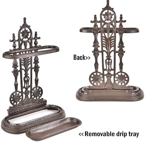 Sungmor Royal Style Cast Iron Umbrella Stand with Drip Tray