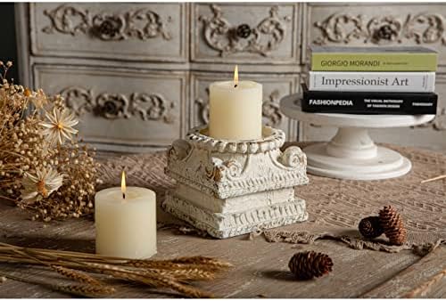 SOFE Distressed White Column Pedestal Stand for Decor