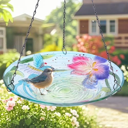 MUMTOP Hanging Bird Bath - 12 Inch Outdoor Decor