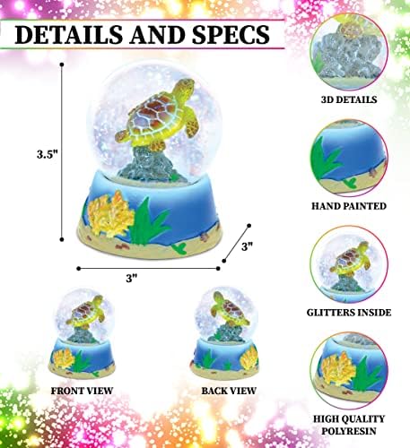 CoTa Global Sea Turtle Snow Globe - Sparkly Collectible Decor 65mm