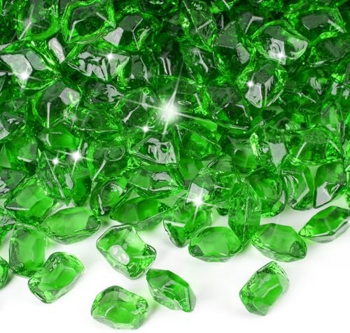Mr Fireglass 12-Inch Polygon Fire Glass Emerald Green 10 Pounds