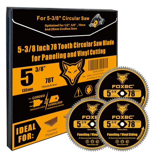 FOXBC 5 38 Inch Circular Saw Blade 78 Tooth 3 Pack