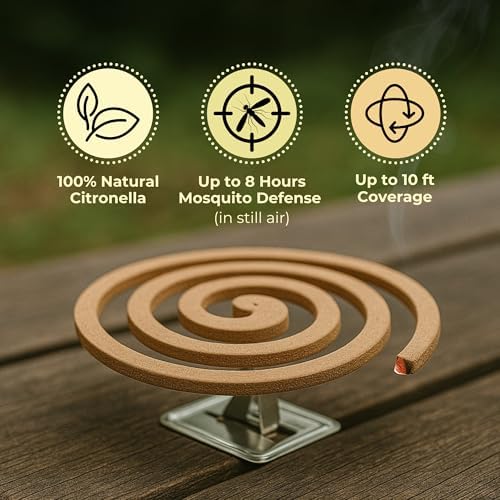 KING Mosquito Coils 60-Pack with 6 Stands for 8 Hours Protection