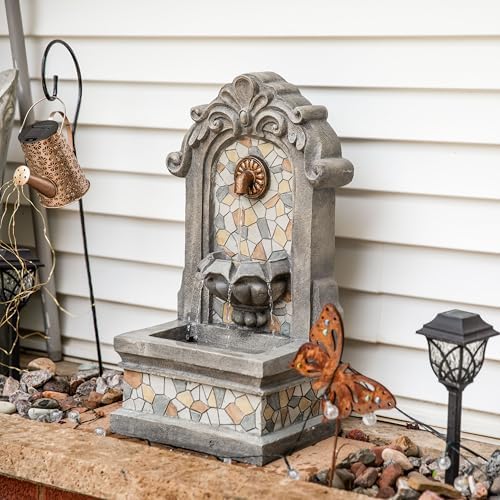 Sunnydaze 27 In Wall Standing Fountain for Outdoor Use