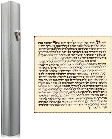 Talisman4u Silver Aluminum Mezuzah with Scroll 3D Metal Design