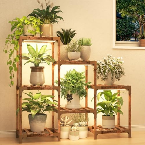 HOMKIRT 7 Tier Plant Stand with Grow Light