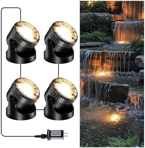 POPOSOAP 4-in-1 Warm White Underwater Pond Lights