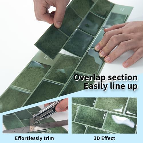 Art3d Green Peel and Stick Backsplash Tile 20-Pack