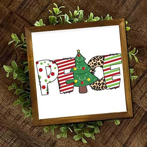 Merry Christmas Wood Framed Sign 12x12 Inches