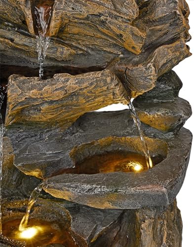 Alpine Corporation ZDQ104 Rock Fountain with LED Lights