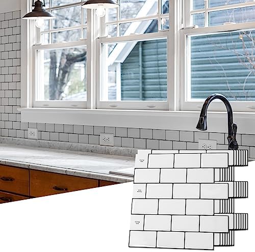 Art3d 10-Sheet White-Black Backsplash Tile for Kitchen and Bathroom