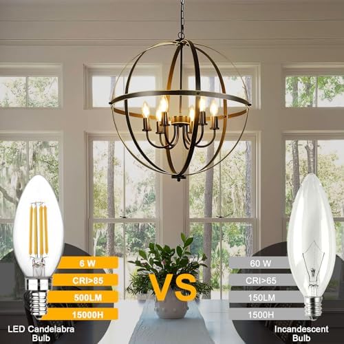 Boncoo E12 Candelabra LED Bulbs 6 Pack Dimmable