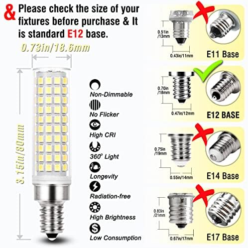 ALIDE E12 10W 6000K LED Candelabra Bulbs 5Pack