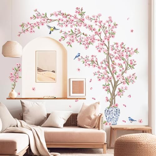 Pink Cherry Blossom Flower Tree Wall Decals