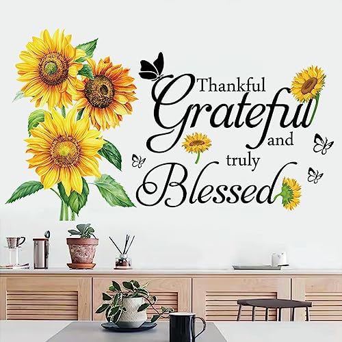 Flenlow Wall Stickers Sunflower Quote Design