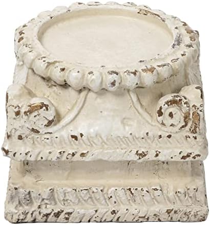 SOFE Distressed White Column Pedestal Stand for Decor