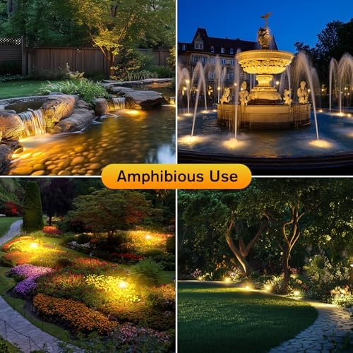 POPOSOAP 4-in-1 Warm White Underwater Pond Lights
