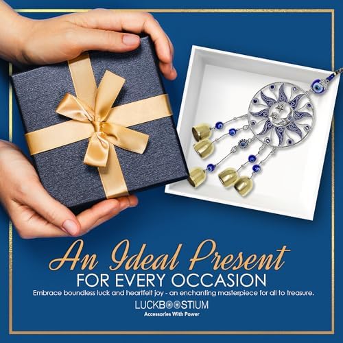 LUCKBOOSTIUM Sun Moon Star Ornament with Evil Eye and Bell