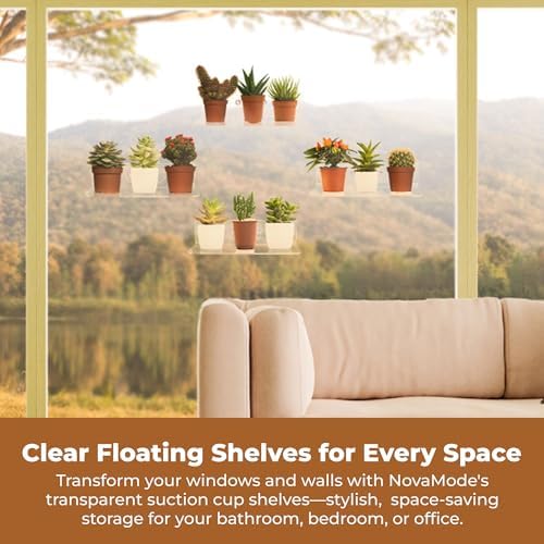 NovaMode 3 Pack Window Floating Acrylic Shelves Clear