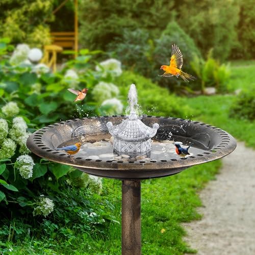 Saillong Resin Bird Bath Fountain with Pump
