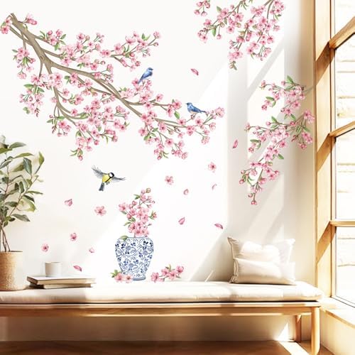 Pink Cherry Blossom Flower Tree Wall Decals