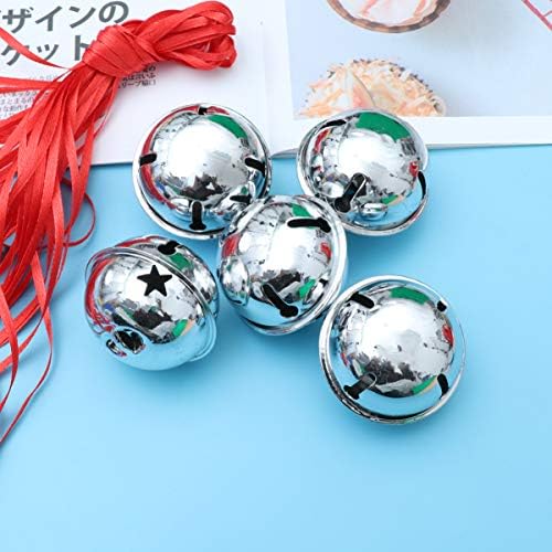 20pcs Silver Glitter Jingle Bells for Christmas Tree Decor