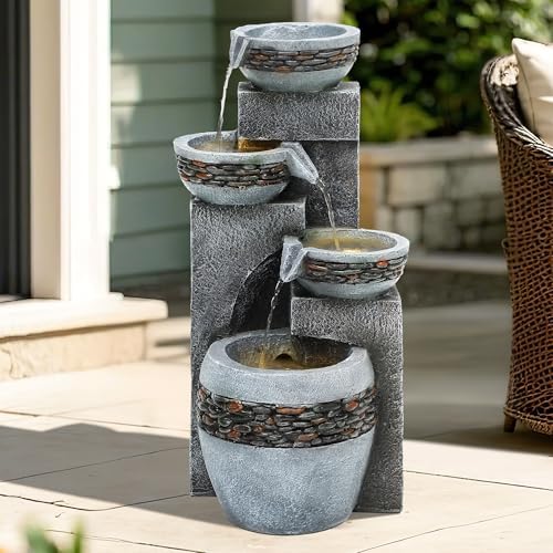 195 Inch 4 Tier Indoor Outdoor Fountain with Lights