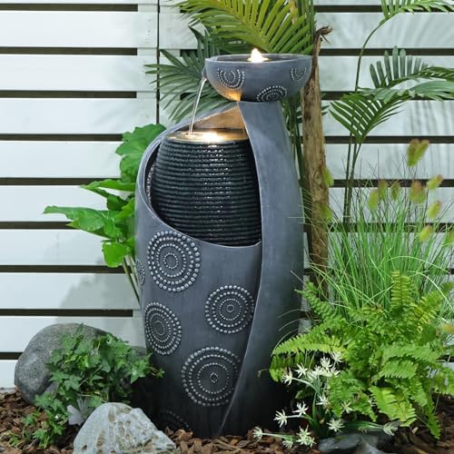 Sunlinua 314H Resin Waterfall Fountain with LED Lights