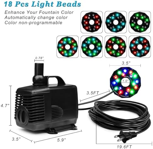 DOMICA 45W LED Pond Pump with Fountain Kit