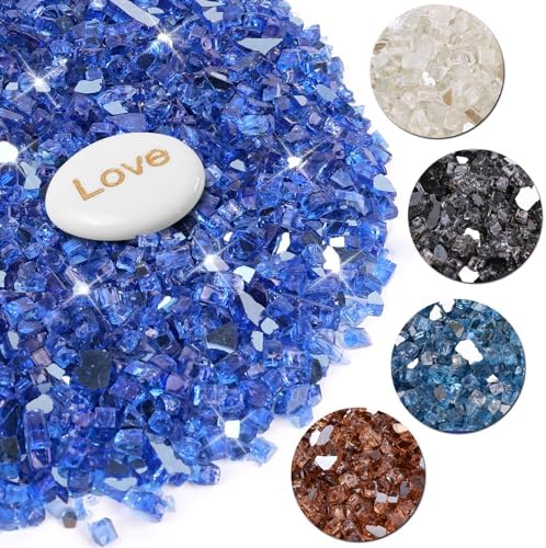 10 Ib Fire Glass for Fire Pit - Cobalt Blue with Inspiration Stone