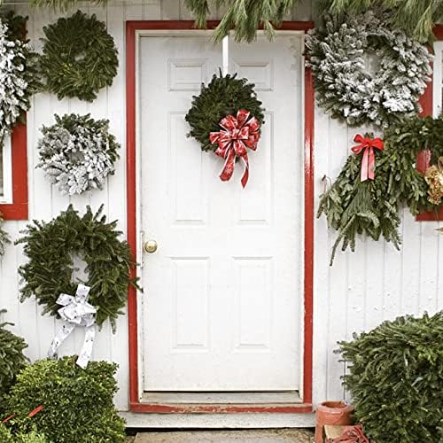 ZMCINER Adjustable Wreath Hanger for Front Door White Metal 20lbs Capacity